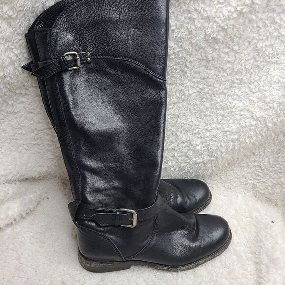 Frye Phillip Black Leather Womens‎ Riding Boots size 6.5 - Picture 1 of 10